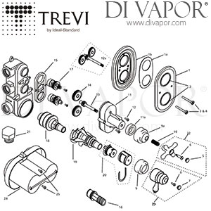 Trevi Therm Traditional E3115AA Shower Valve Spare Parts - IDL DV 413